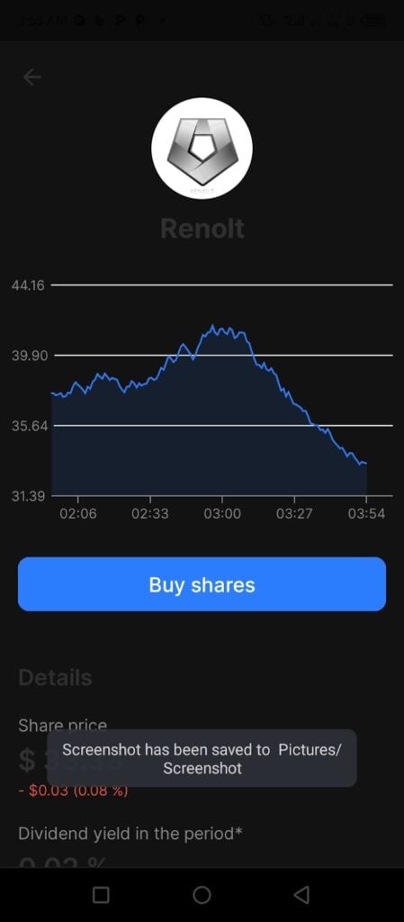 Renolt stock exchange graph on the game